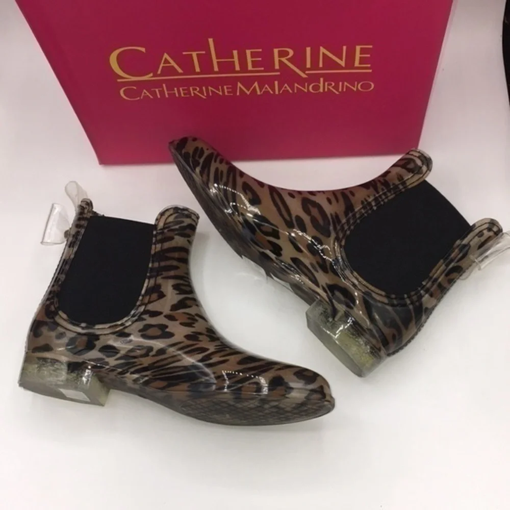 CATHERINE MALANDRINO Leopard bow rain boots